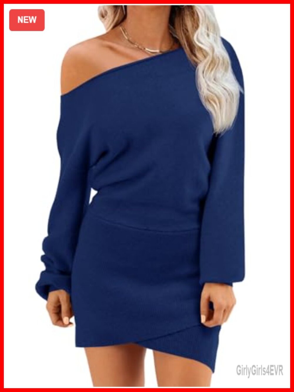 Off Shoulder Mini Sweater Dress Long Sleeve Pullover Bodycon